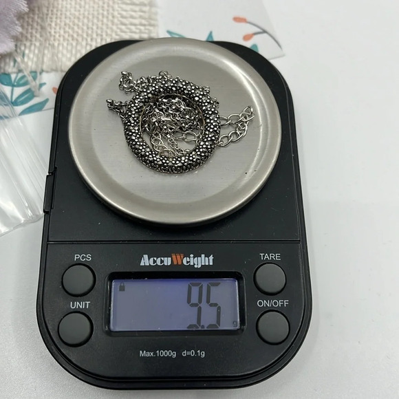 Vintage Sterling Silver Marcasite 16-18” Adjustable Necklace and Pendant - Picture 10 of 11